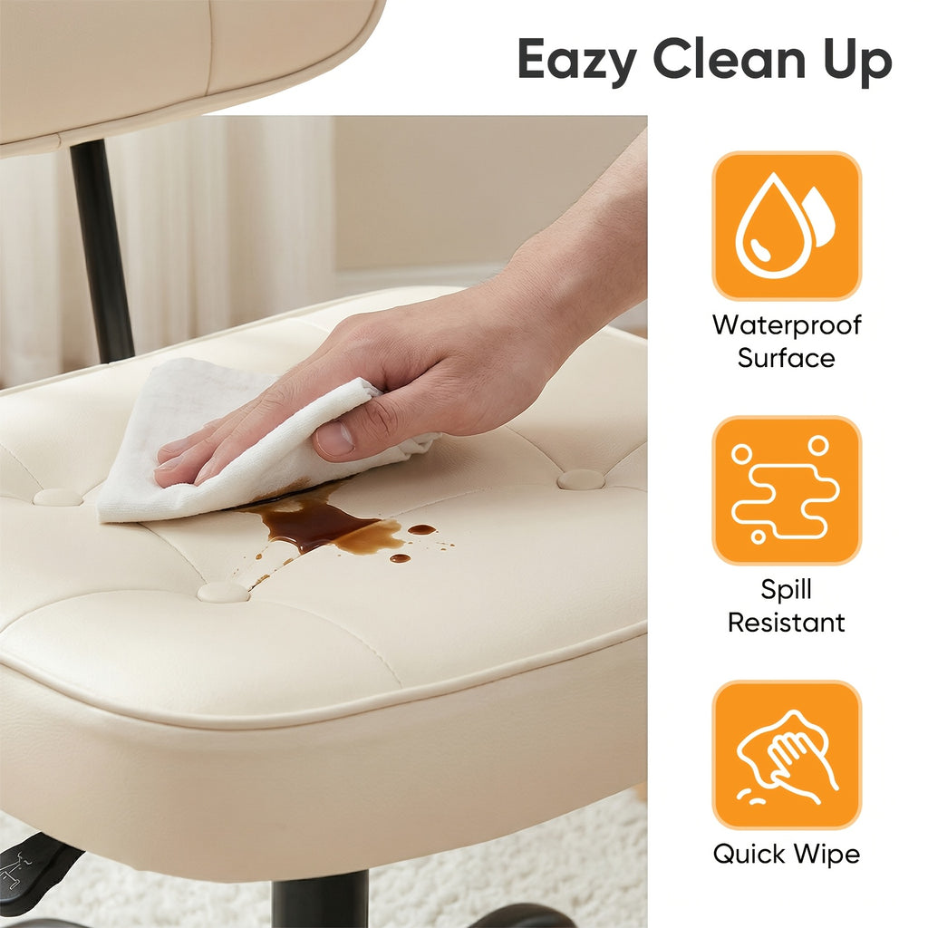 Armless Office Chair on Wheels, Height Adjustable Compact Desk Chair, Mid Back 360 Degree Swivel Computer Chair