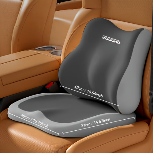 2pcs Car Booster Seat Cushion + Lumbar Support Set\u002FSoft Memory Foam\u002FErgonomic Design\u002FUniversal Fit for Cars, SUVs & Trucks\u002FBoosts Driving View & Comfort\u002FRemovable Cover\u002FPortable\u002FAll-Season Use\u002FHand Washable